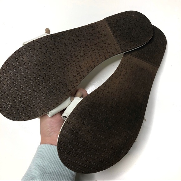 Tkees Alex Pompom Leather Slide Sandals White 10 - Picture 4 of 5